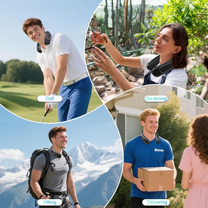 Hotsales Neck Fan, Bladeless Fan That Blows Cold Air, Portable Rechargeable | 6000 mAh Battery, 3 Speeds, Hands Free Wearable Personal Cooling Fan for Men and Women, Travel, Outdoor, USB Rechargeable