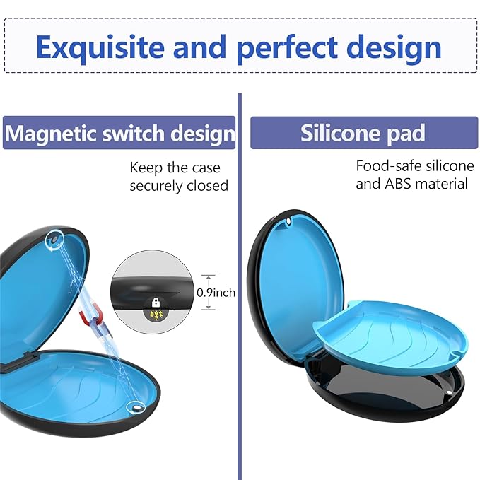 Retainer Case, Slim Aligner Cases for Invisalign, Mouthguard Case with Removal Tools& Aligners Chewies& Brush, Removable Inner Tray Silicone for Easy Cleaning (Black)