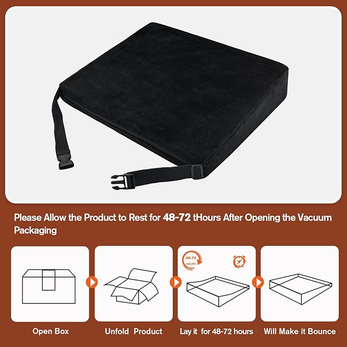 Wedge Wheelchair Seat Cushion Velvet and High Density Foam Wheelchair Cushions with Adjustable Elastic Strap 16 * 18 * 2-4 Inch Chair Support for Wheelchair Office Car
