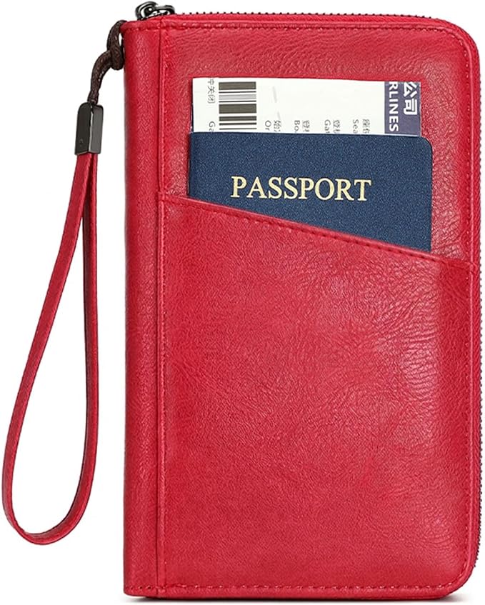 Family Passport Holder for Travel Women and Men Multiple RFID blocking Passport Holder MultiFunction Passport Wallet Passport Case Passport cover with Zipper
