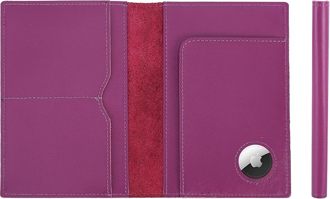 STAR VISTA Albatross Leather Travel Passport Holder, Minimalist Design, Calfskin Leather Case for Women and Men - Slim Passport Wallet, Bifold, RFID Blocking, with AirTag Holder, Violet