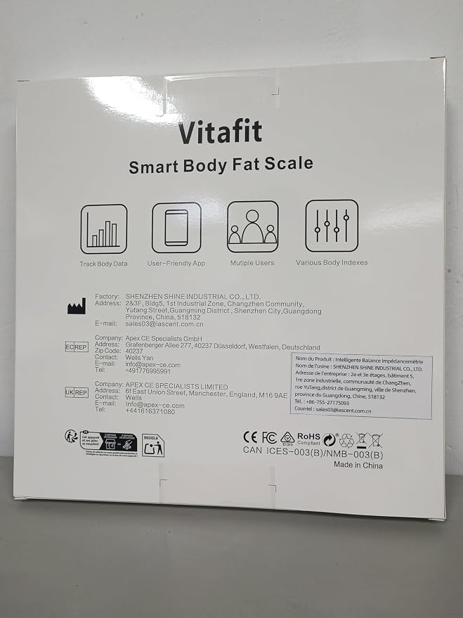 Vitafit FSA&HSA Smart Weight Scale, Accuracy 0.1lb by Our Professional Scale Factory Since 200, Bathroom Scale for Body Weight App Sync 13 Body Composition with BMI, Body Fat and Muscle, 400lb, Black