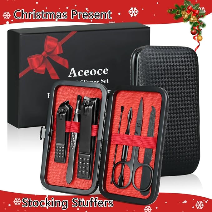 Manicure Set Men Finger and Toe Nail Clippers Set Professional Manicure Pedicure Kit with Travel Case Personal Care Tools Accessories Nail Grooming Kit Gifts for Men Women Father Mother