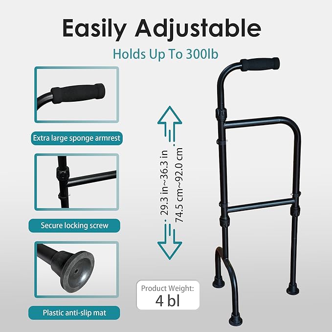 Stand-Aid Walking Cane & Sit-to-Stand Assist – 3-Leg Self-Standing Mobility Helper, Adjustable 29.3"-36.3" Supports 300 lbs for Seniors Travel and Daily Use