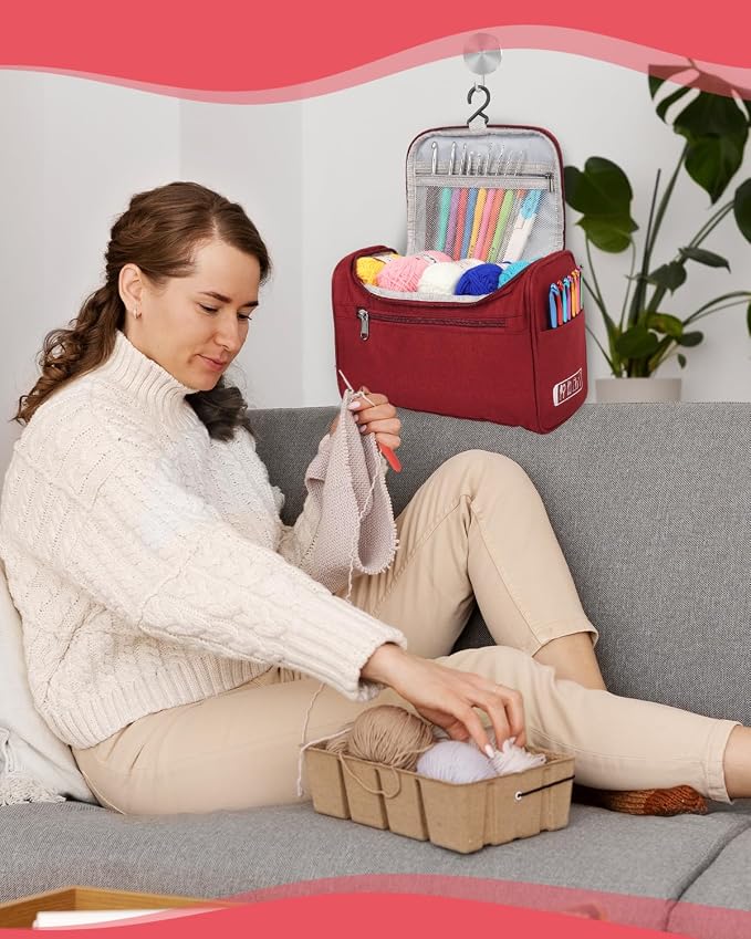 Aeelike Crochet Kit for Beginners Adults, Complete Crochet Kits, Winred | Crochet Kit for Beginners Young and Old, All-inclusive Kit with Crochet Hooks 655 Yards Yarn Instruction Knit Bag, Ideal Gift
