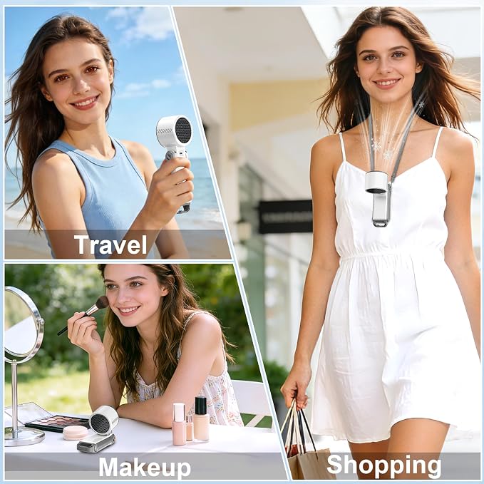 Portable Handheld Turbo Fan - [With Ice Cooling] 100 Speed Mini Personal Fan with Strong Airflow,Foldable 3 in 1 Rechargeable Hand Fans for Travel/Outdoor/Camping/Home/Office, White