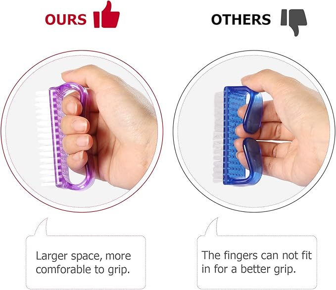 Larbois Handle Grip Nail Brush, Nail Brushes Hand Fingernail Brush Cleaner Scrubbing Kit Pedicure for Toes and Nails Men Women (4 Pack)
