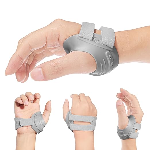 AKSO MEDICOS CMC Thumb Brace - Thumb Splint for CMC Joint Pain Relief and Support, Osteoarthritis, Tendonitis, Arthritis, CMC Joint Thumb Arthritis Brace for Women Men (Right Hand, Medium, Grey)