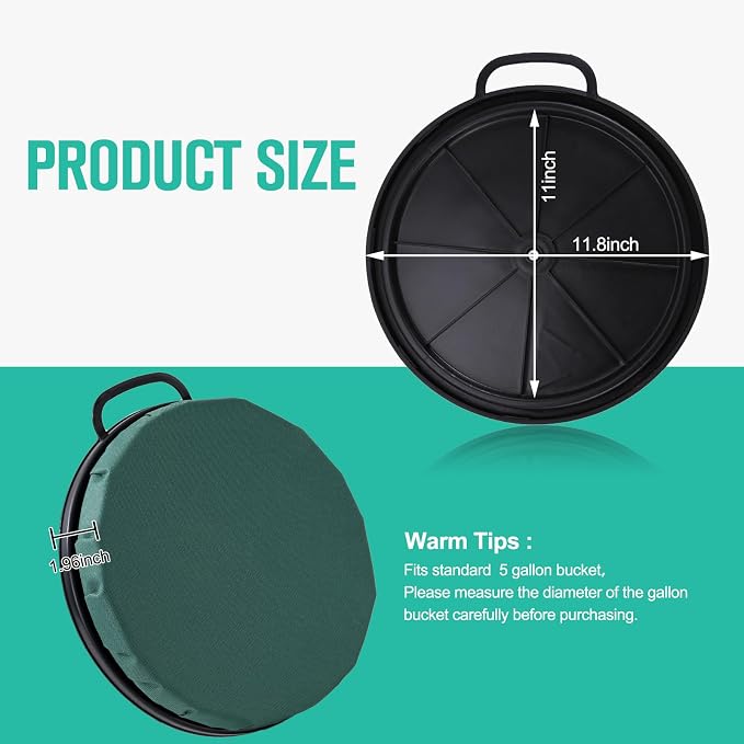 5 Gallon Bucket Seat, 360-Degree Swivel Seat Foam Cushion Bucket Seat Lid with Waterproof Cover for Dove Duck Hunting, Fishing, Baseball, Gardening and Camping