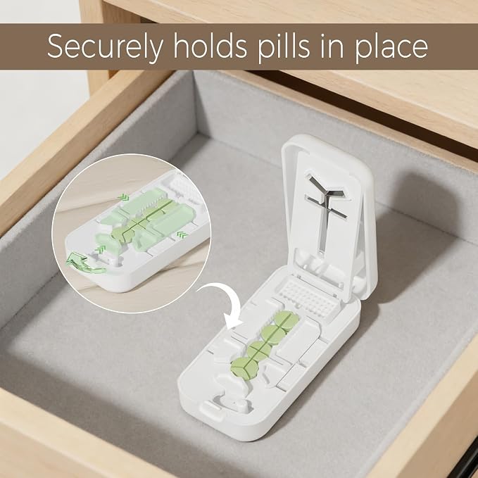 Pill Crusher, Pill Cutter Splitter for Small and Tiny Pills for Small Pills 1/4 (White)
