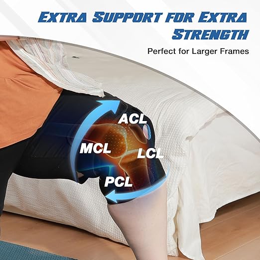 Nvorliy Plus Size Knee Brace for Knee Pain, Extra Large Knee Brace for Women and Men, Adjustable Knee Support with Side Stabilizers for Knee Pain Relief, Arthritis, ACL, LCL, MCL, Injury Recovery