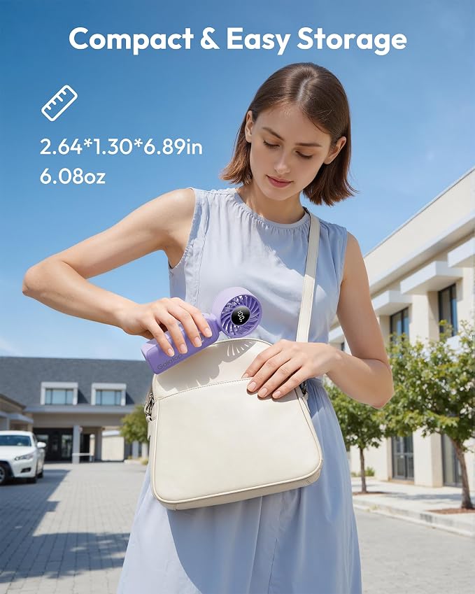 Gaiatop Portable Handheld Fan, 5 Speed Rechargeable Battery Max 18 Working Hours, 3 IN 1 Neck/Desk/Hand Fan Cooling for Travel, Beach, Women/Men Outdoor Activities Gifts - Purple