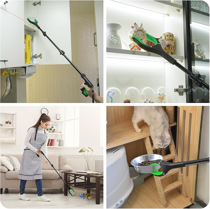 36" Foldable Grabber Reacher Pickup Tool for Seniors, Green | 360° Rotating Jaw, Two Magnets, Extra Long Trash Picker Upper, Lightweight for Elderly, Indoor & Outdoor