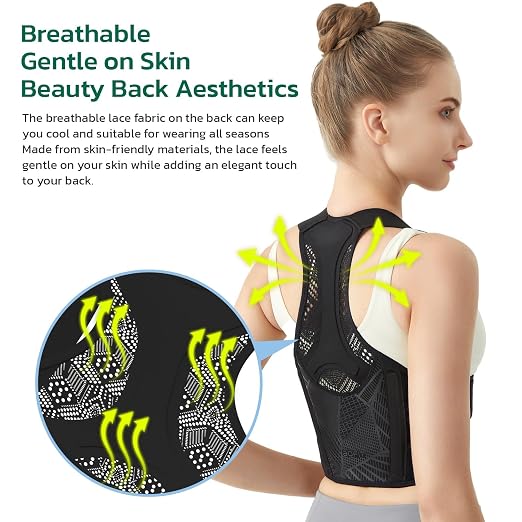 Posture Corrector for Women, Lightweight Back Brace Black S | Upper Back Brace for Pain Relief, Rounded Shoulders and Hunchback, Compact, Portable Breathable, Invisible