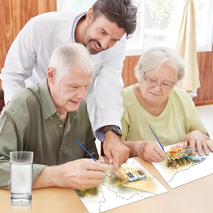36Pcs Dementia Activities for Seniors, Reusable No Mess Art Kit,Water Painting Coloring Set for Memory Therapy Activity, Relaxing Landscape Painting Set for Elderly & Alzheimer’s Patients (Scenery)