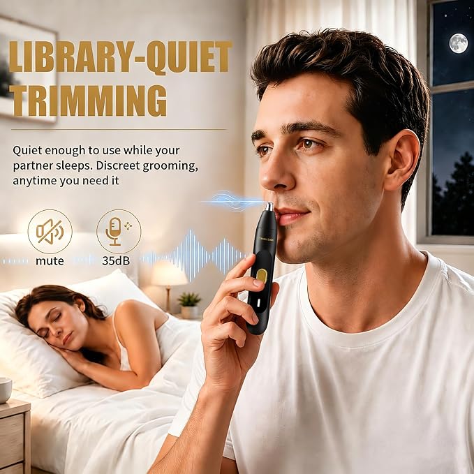Ear and Nose Hair Trimmer for Men, USB-C Rechargeable Nose Trimmer for Men, 6500 RPM Painless Dual-Edge Blades, 40 Days Use, Nose Hair Trimmer Women, Low Noise, Gift for Men & Women