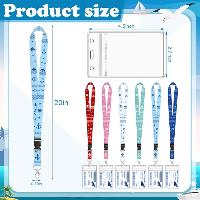 HONSIO 6 Pack Cruise Lanyard for Ship Cards, Cruise Essentials 2026 | Detachable Lanyards with Waterproof ID Badge Holders, Cruise Must Have for Carnival, Royal Caribbean, NCL