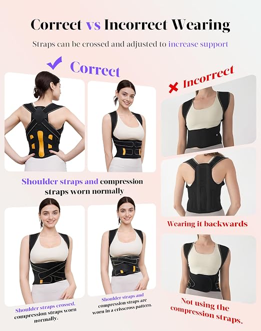 Kepwaa Posture Corrector for Women and Men, 5 Full Back Support Brace Rods, Adjustable Shoulder Straightener, Relief for Upper and Lower Back, Neck, Lumbar, Scoliosis, Hump, Pink, Small
