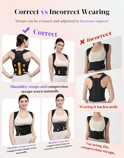 Kepwaa Posture Corrector for Women and Men, 5 Full Back Support Brace Rods, Adjustable Shoulder Straightener, Relief for Upper and Lower Back, Neck, Lumbar, Scoliosis, Hump, Beige, Medium