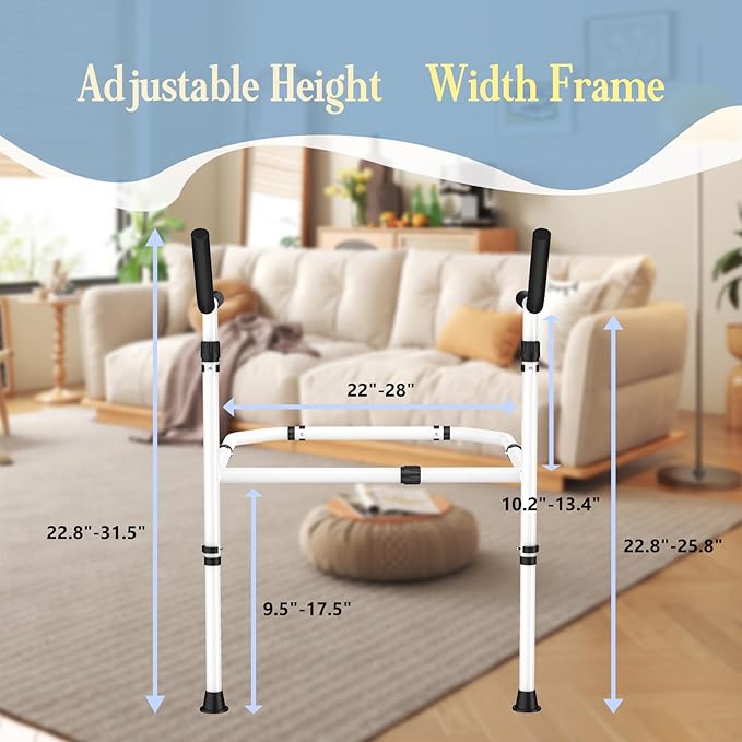 Stand Assist for Couch and Sofa with Support Legs, Height Width Adjustable Standing Aid for Elderly, Disabled, Patients and Seniors with Mobility Issues Portable Couch Handle for Chair (White)
