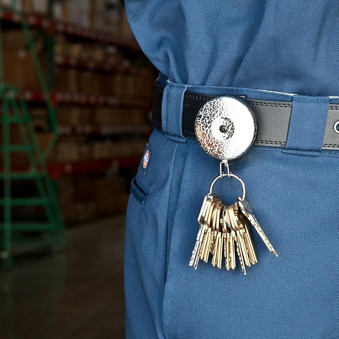 KEY-BAK Original Retractable Key Holder with a Front, Steel Belt Clip, and a Split Ring