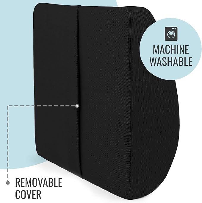 DMI Lumbar Support Pillow for Chair to Assist with Back Support with Removable Washable Cover to Ease Lower Back Pain While Improving Posture, 14 x 13 x 5, Contoured Foam, Standard, Black (Pack of 5)