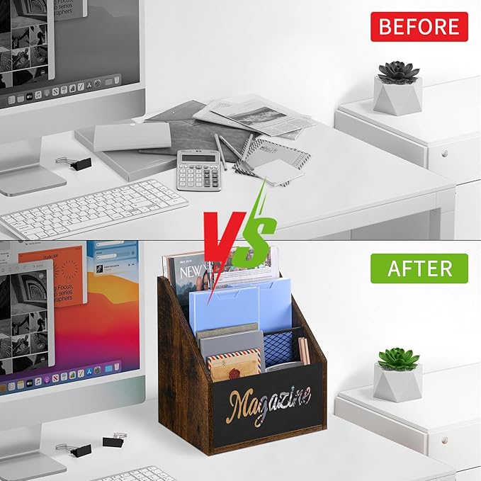 YINMIT Magazine Holder, Stepped 3 Tier Magazine Rack Floor, Magazine Storage Basket, Folder Organizer Bin for Magazines, Books, Newspapers