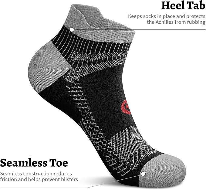 PAPLUS Ankle Compression Sock for Men and Women 2/4/6 Pairs, Low Cut Compression Running Sock with Ankle Support