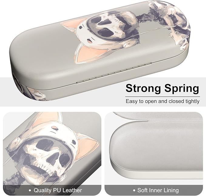 Hard Shell Leather Sunglasses Case,Classic Fashionable Cute Large Glasses Case for Women Men,Sunglass Eyeglasses