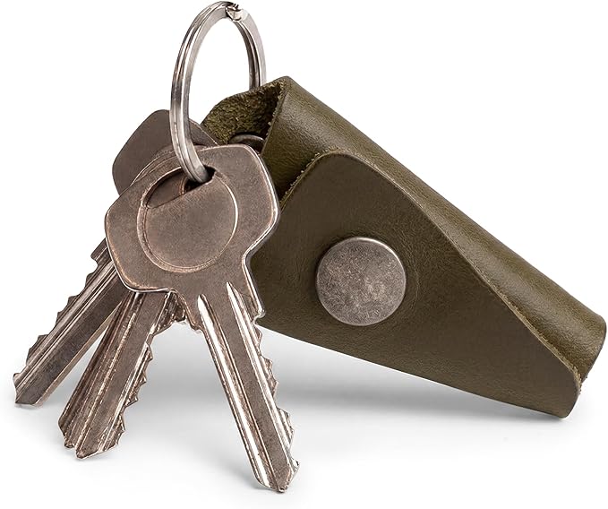 Hide & Drink Full Grain Leather Wrap Keychain, Organizer Snap Closure, Key Ring Cover, Silencer Sleeve Key Holder for Men