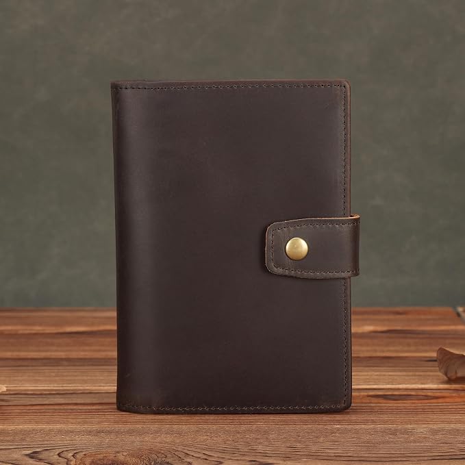 Polare Slim RFID Blocking Leather Passport Holder Travel Bifold Wallet For Men (Dark Brown(Snap Version))