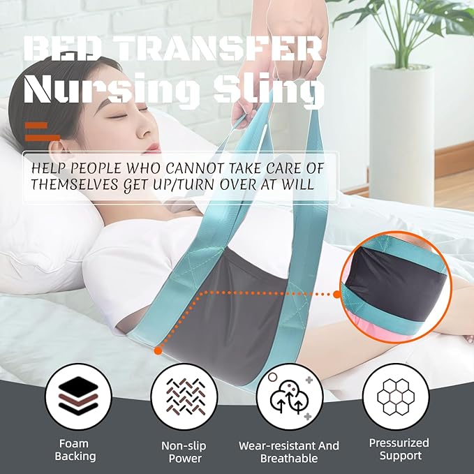 Patient Transfer Sling,Lift Assist Gait Belt, Patient Lift Sling Mobility Aid,Transfer Belt for Disabled, Elderly,Patients（Black）