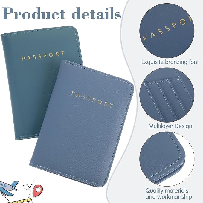 2 Pcs Passport Cover Holder for Travel Waterproof Leather Passport Wallet Case Book Travel Cruise Essentials for Women Men | 2 Pieces