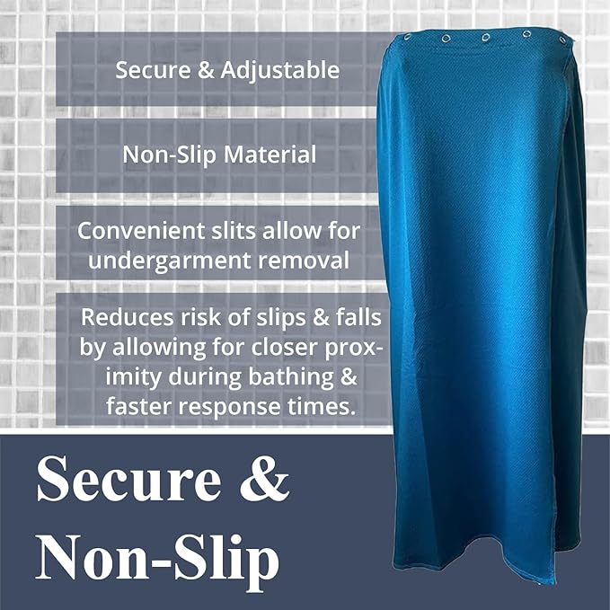Dignity Bath & Spa Bathing Cover Up for Elderly, Senior & Disabled Men | Provides Privacy & Helps Caregivers with Bathing | Secure & Adjustable | Lightweight, Quick Drying & Non Slip (Men's L/XL)