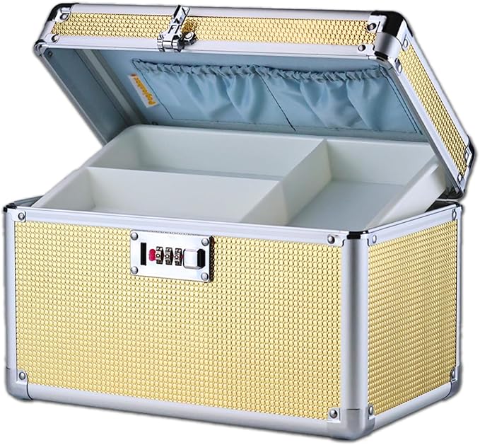 Medicine Lock Box with Code, Secure Multipurpose Locking Box | Portable Combination Storage Lockbox, Childproof Medication Organizer Case, Portable First AidBox with Removable Utility Tray