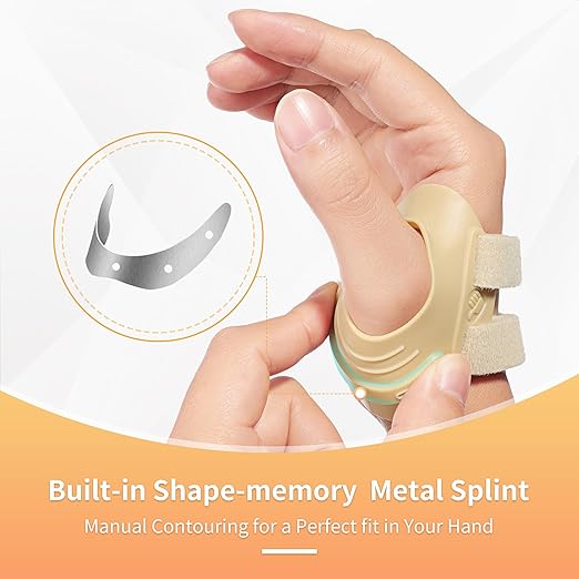 AKSO MEDICOS CMC Thumb Brace - Comfortable Thumb Splint for CMC Joint Pain Relief and Support, Osteoarthritis, Tendonitis, Arthritis, CMC Joint Thumb Arthritis Brace for Women Men (Right Hand, Medium, Beige)
