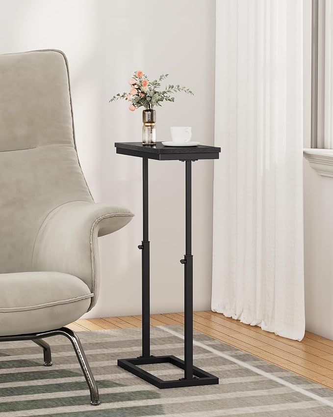 TUTOTAK End Table, Side Table, Tall Couch Table, Sofa Table | for living Room, Bedroom, Black TB01BK083