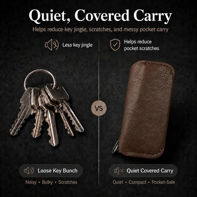 Key Organizer Compact Key Holder Leather Keychain Minimalist key case key holder for keychain Secures 2-8 Keys