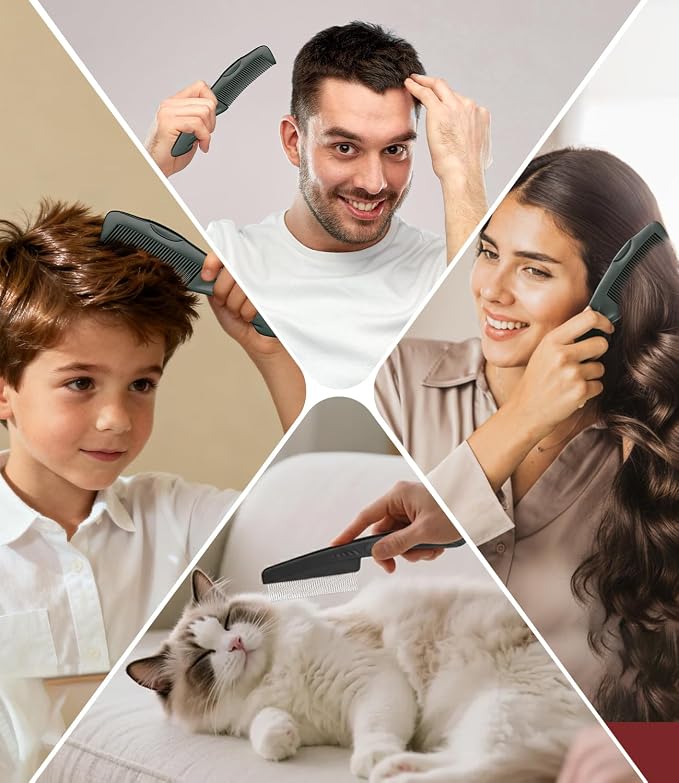Dandruff Comb Removal 2PC Hollow Fine Tooth Scalp Detox Hair Care Tool | Upgraded Stainless Steel Teeth, with Gift Box, Build up Flake, Self Cleaning, Button-Release Design, for Women Men Kid, Green