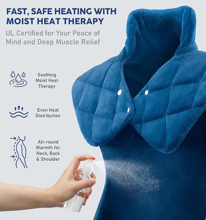 Weighted Electric Heating Pad for Neck Shoulders Back - Large Heat Pad with 6 Heat Settings & 4 Timers, Auto-Off, Machine Washable, UL Certified Pain Relief Pad - Christmas Gifts for Women Men Mom Dad