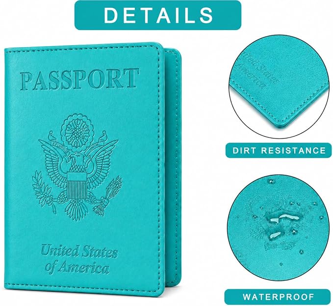 Ciana Passport Holder for Travel, RFID Passport Wallet, Leather Passport Cover & Card Holder for Men & Women, Slim Travel Wallet, Passport Case (Turquoise)