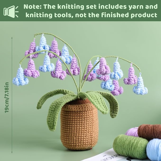 kgxulr Crochet Kit, Bluebell Crochet Kit for Beginners, Crochet Flowers Kit | Crochet Kit for Beginners Flowers, Beginner Crochet Kit for Adults, Birthday Party, Wedding, Mother's Day or Thanksgiving