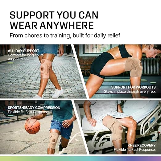 Modvel Knee Brace with Side Stabilizers & Patella Gel Pads for Pain Relief and Joint Support Breathable, Non-Slip Compression Sleeve for Men & Women, Arthritis, Meniscus, ACL Recovery