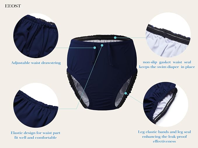 Adult Reusable Swim Diapers Special Needs Swimwear for Incontinence | Adult reusable swim diaper with waterproof leakproof cover for incontinence and pool use