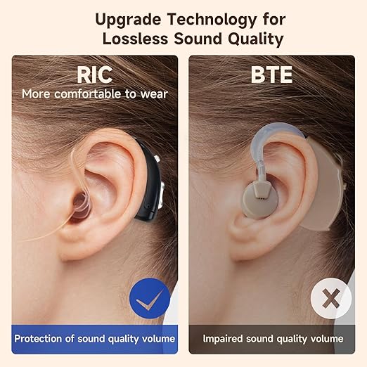 Behind-the-ear hearing enhancement amplifier Sound amplifier Helps restore hearing Four hearing modes to choose from Magnetic charging box included（2-pack）