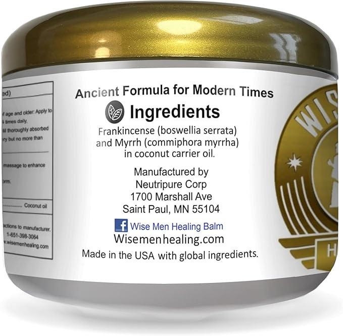 Wise Men Healing Balm with Myrrh and Frankincense Essential Oils for Neuropathy, Sciatica and Nerve Pain Massage and Skin Moisturizing (Pack of 2)