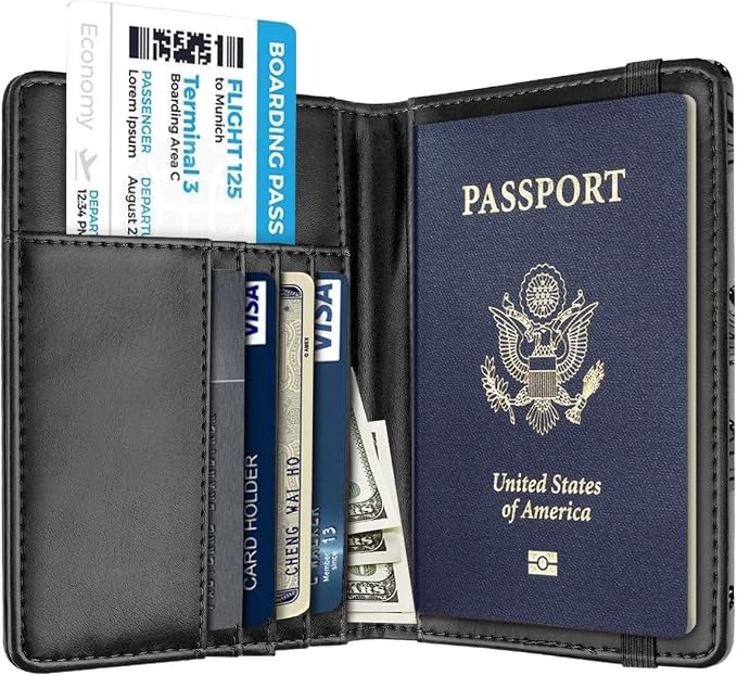 Coco Rossi Passport Holder for Travel Women Slim RFID Passport Cover Wallet | Travel Essentials, Passport Book Holders, Passport Wallet Cover Case, PU Leather, Cute, Thin, Spliced Design, Black Butterfly