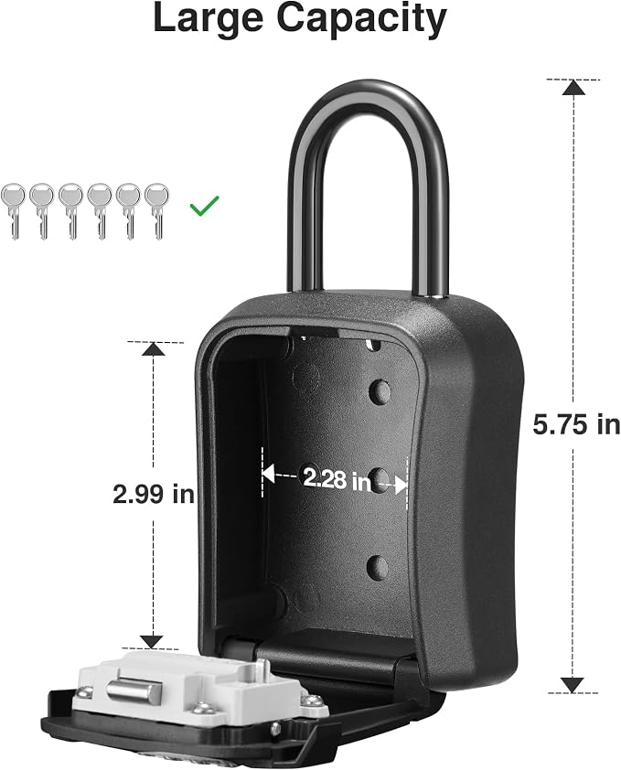 Puroma Lock Box, Key Lock Box Wall Mount & Portable Combination Lockbox with Resettable Code, Security Lockbox for Outside House Keys, Apartment Realtors Spare Keys Storage (2 Pack, Pure Black)