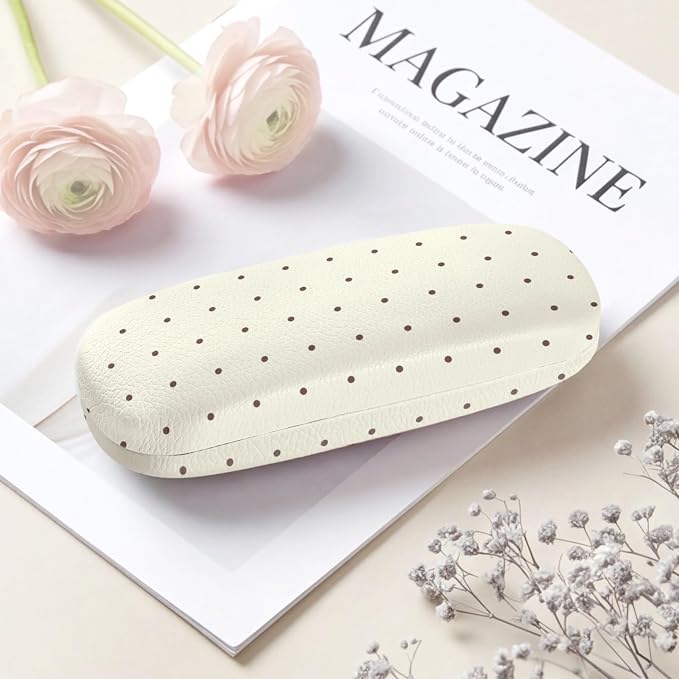 Glasses Case Hard Shell, Cute Sunglasses Case for Women Leather Protective Case for Eyeglass with Cleaning Cloth