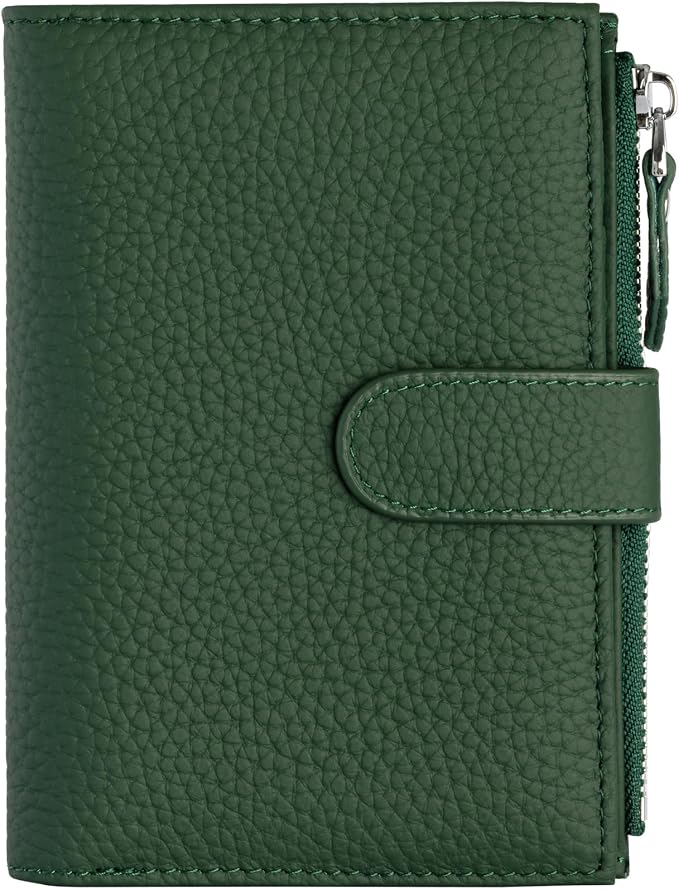 Passport wallet and Card Slot Combo RFID Blocking Leather Travel Passport Wallet for Men and Women with Zippered Coins Pocket Passport holder, Deep Green